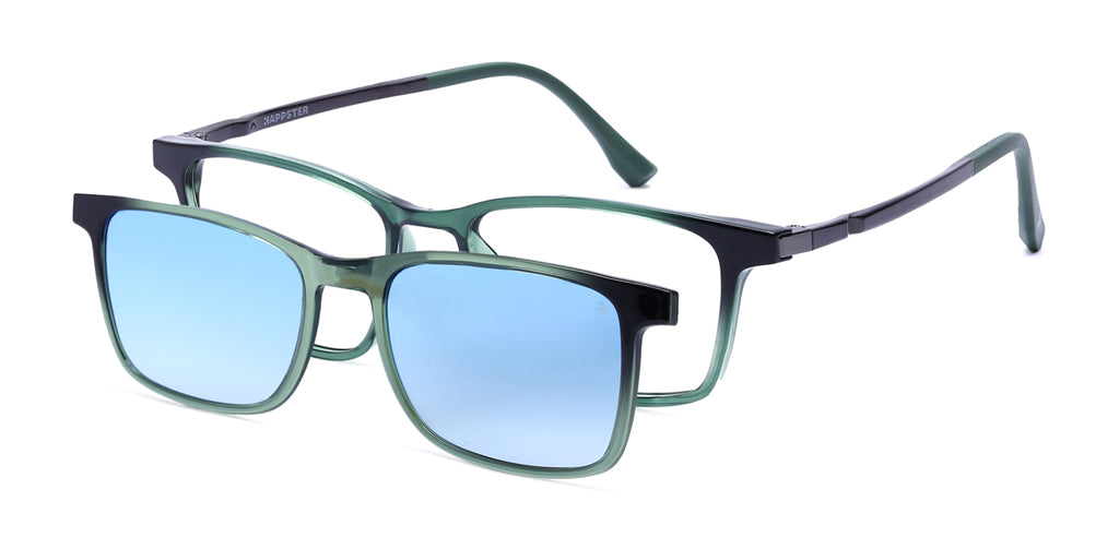 Happster Clipon Unisex Eyeglasses Full Frame Clipon Rectangle Medium 51 Ultem SM WX6501