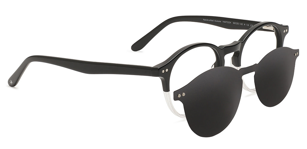 Happster Clipon Unisex Eyeglasses Full_frame Round Medium 50 Acetate SM SW2324