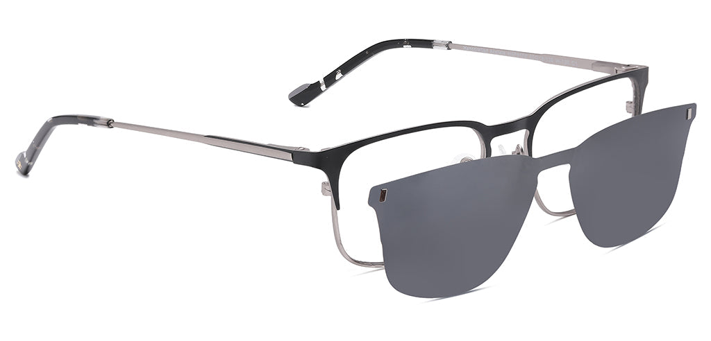 Happster Clipon Unisex Eyeglasses Full_Frame Square Medium 50 Metal SM XJ5102