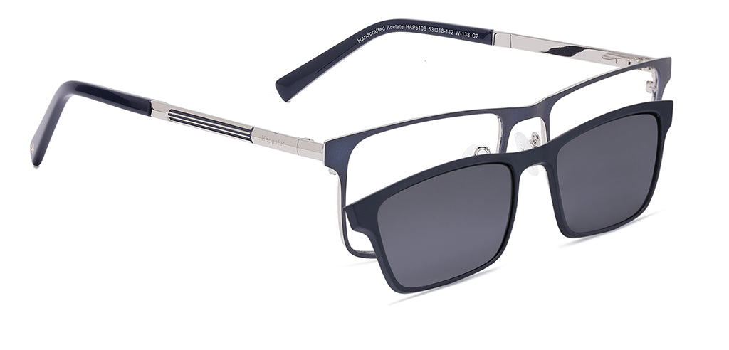 Happster Clipon Unisex Eyeglasses Full Frame Rectangle Large 53 TR90 SM XJ5108