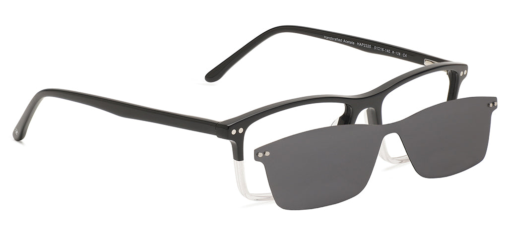 Happster Clipon Unisex Eyeglasses Full Frame Rectangle Medium 51 Acetate SM ANI2320