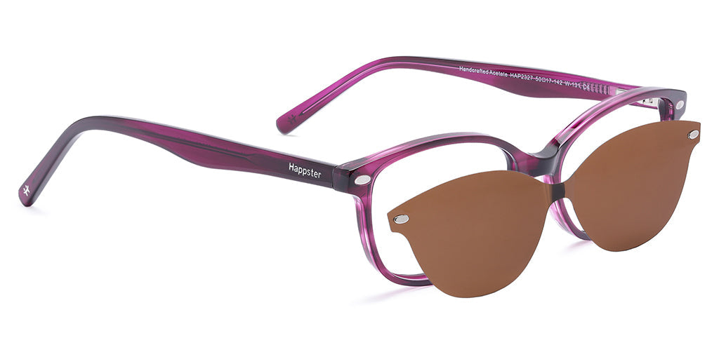 Happster Clipon Women Eyeglasses Full Frame Cateye Medium 50 Acetate SM SW2327
