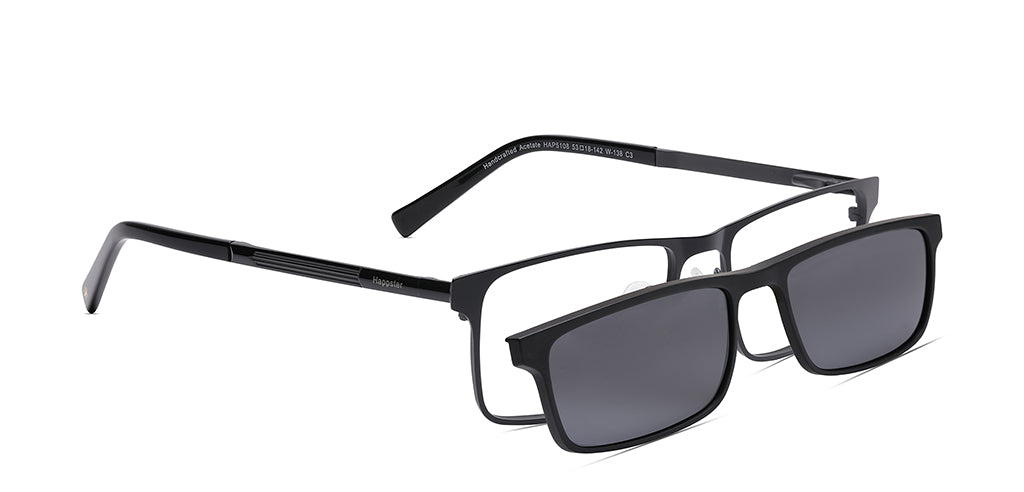 Happster Clipon Unisex Eyeglasses Full Frame Rectangle Large 53 TR90 SM XJ5108