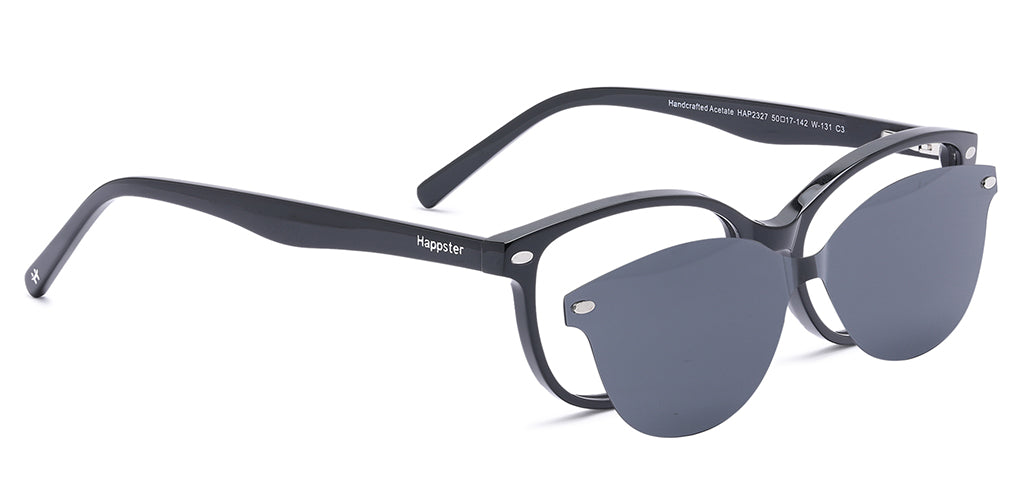 Happster Clipon Women Eyeglasses Full Frame Cateye Medium 50 Acetate SM SW2327