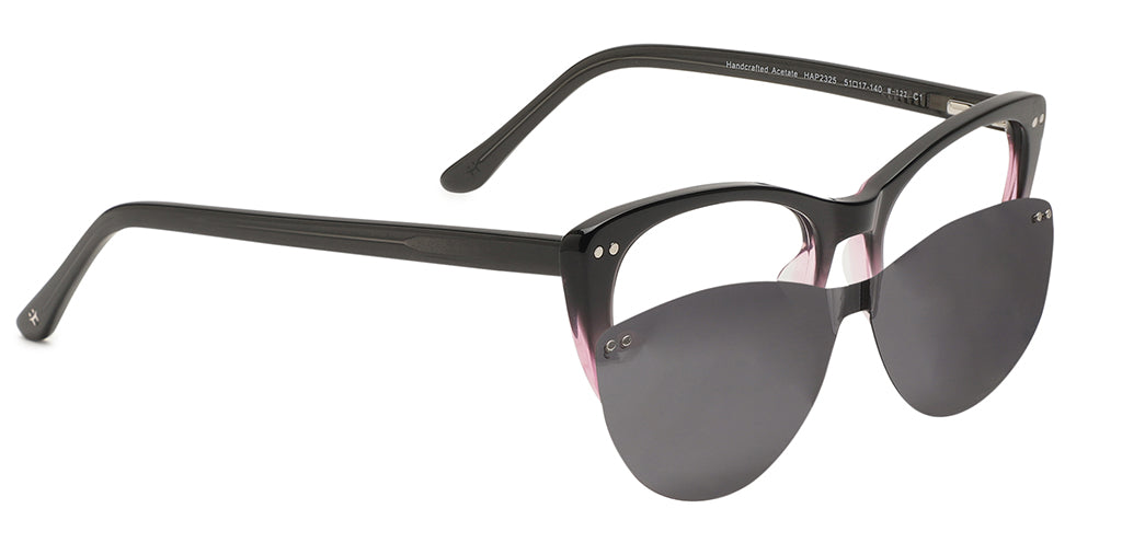 Happster Clipon Women Eyeglasses Full Frame Cateye Medium 51 Acetate SM SW2325