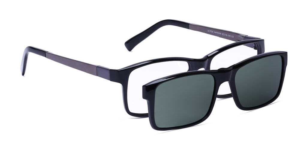 Happster Clipon Unisex Eyeglasses Full Frame Rectangle Medium 52 Ultem SM WX6509