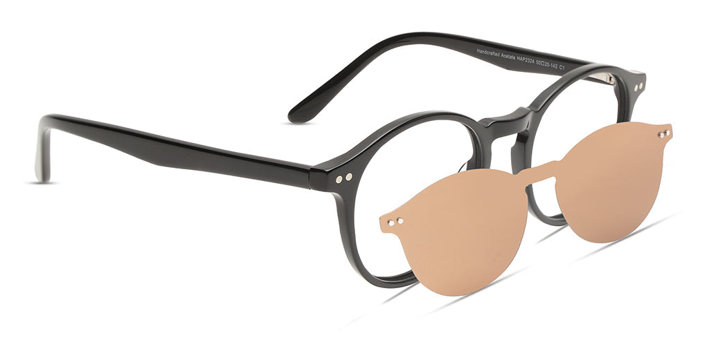 Happster Clipon Unisex Eyeglasses Full_frame Round Medium 50 Acetate SM SW2324