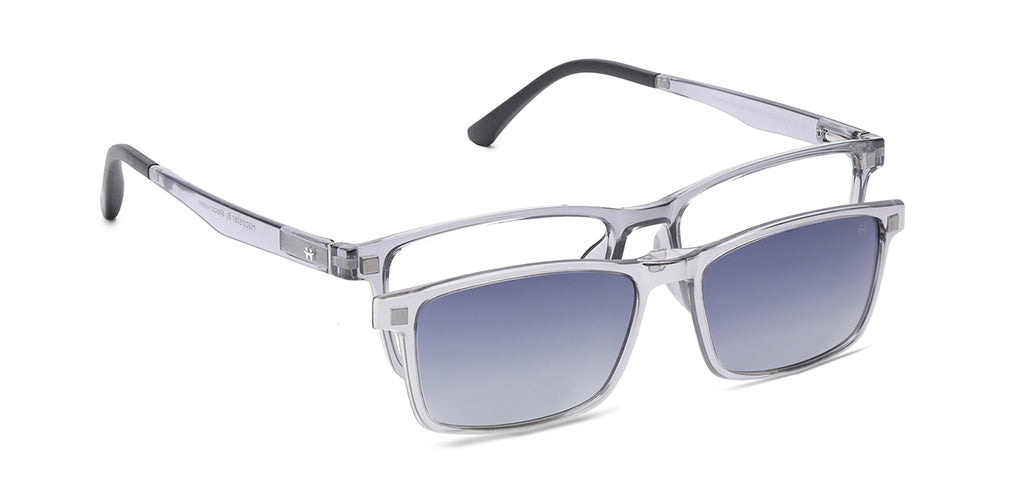Happster Clipon Unisex Eyeglasses Full Frame Clipon Rectangle Large 53 Ultem SM SE6503
