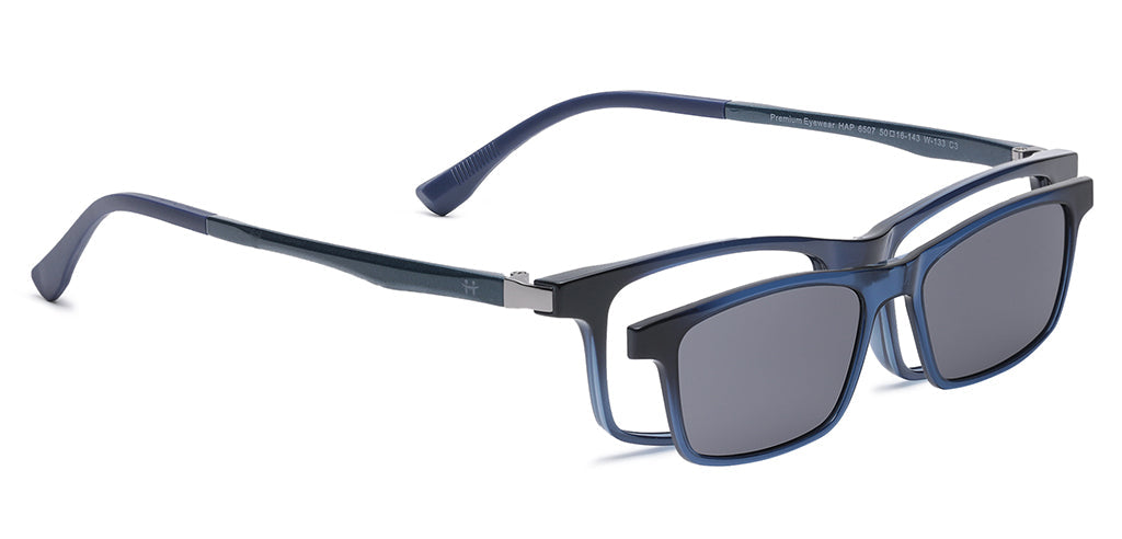 Happster Clipon Unisex Eyeglasses Full Frame Rectangle Medium 50 Ultem SM WX6507