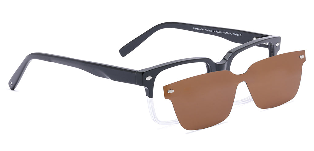 Happster Clipon Unisex Eyeglasses Full Frame Rectangle Medium 51 Acetate SM SW2328