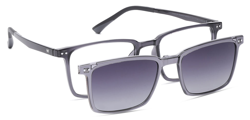 Happster Clipon Unisex Eyeglasses Full Frame Clipon Square Large 52 Ultem SM SE6502
