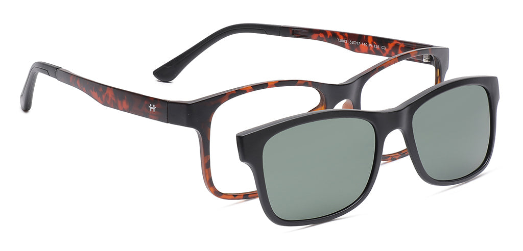Happster Clipon Unisex Eyeglasses Full_Frame Square Large 52 Ultem SM AMQTJ003