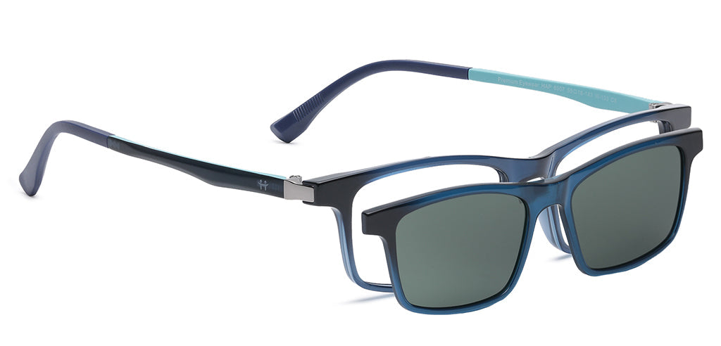 Happster Clipon Unisex Eyeglasses Full Frame Rectangle Medium 50 Ultem SM WX6507