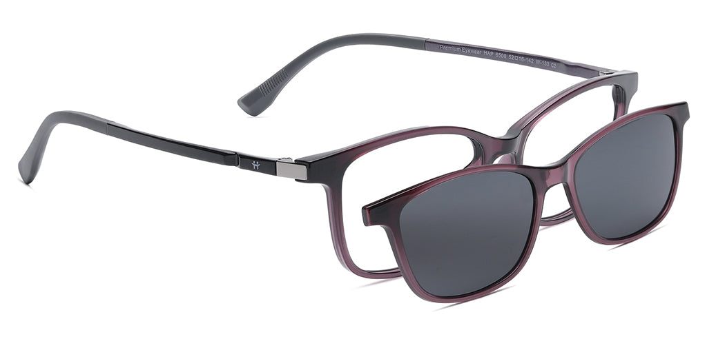 Happster Clipon Women Eyeglasses Full Frame Cateye Large 52 Ultem SM WX6508