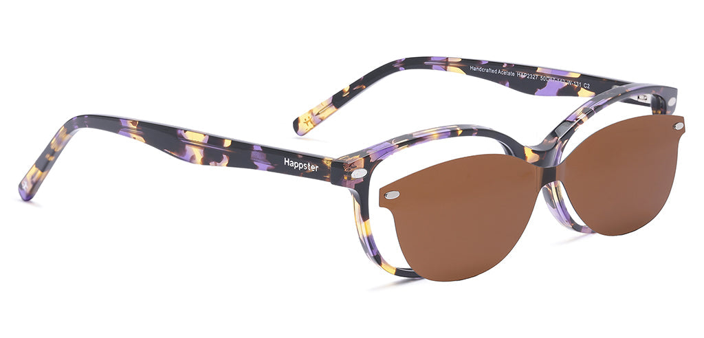 Happster Clipon Women Eyeglasses Full Frame Cateye Medium 50 Acetate SM SW2327
