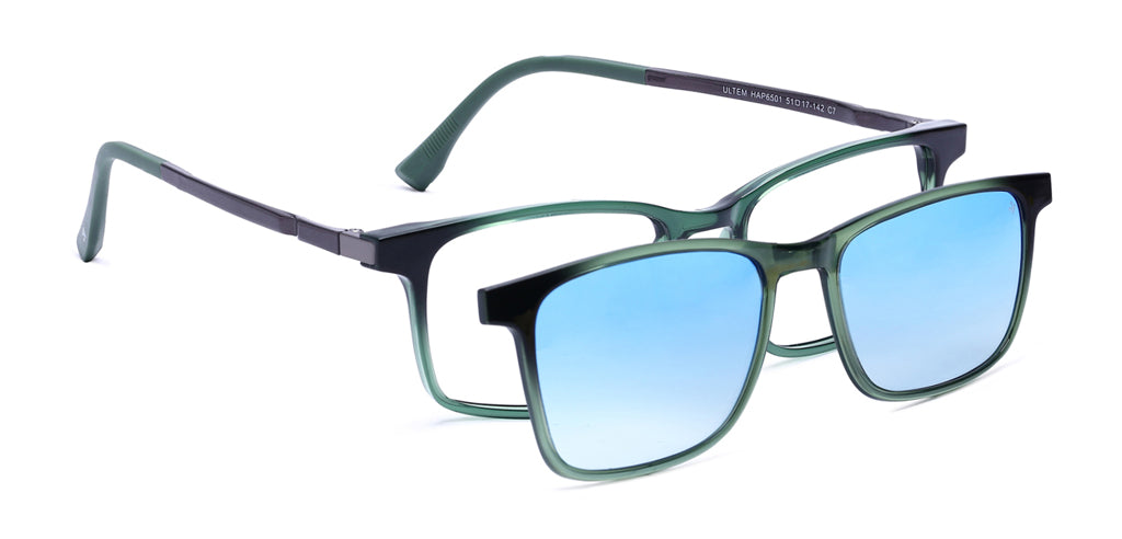 Happster Clipon Unisex Eyeglasses Full Frame Clipon Rectangle Medium 51 Ultem SM WX6501
