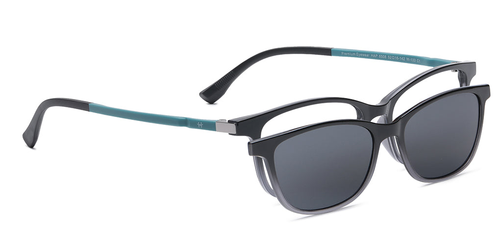 Happster Clipon Women Eyeglasses Full Frame Cateye Large 52 Ultem SM WX6508