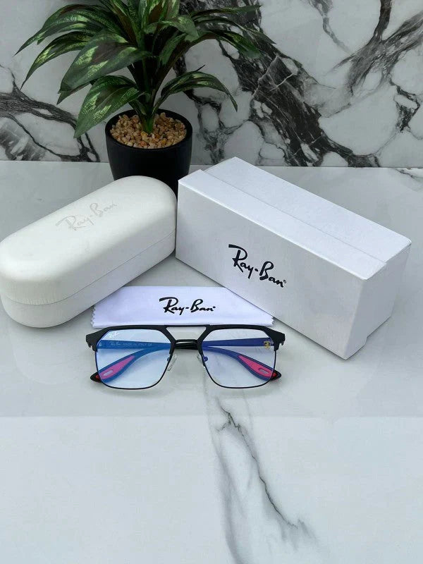 RB #7 METAL BLACK BLUE CUT SUNGLASSES