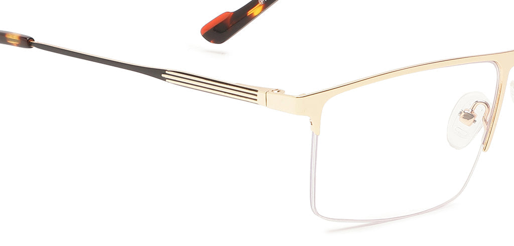 Happster Clipon Unisex Eyeglasses Half_Frame Square Large 53 Metal SM XJ5101
