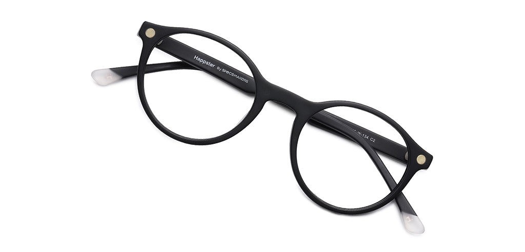 Happster Clipon Unisex Eyeglasses Full Frame Round Small 49 Acetate SM SW2326R