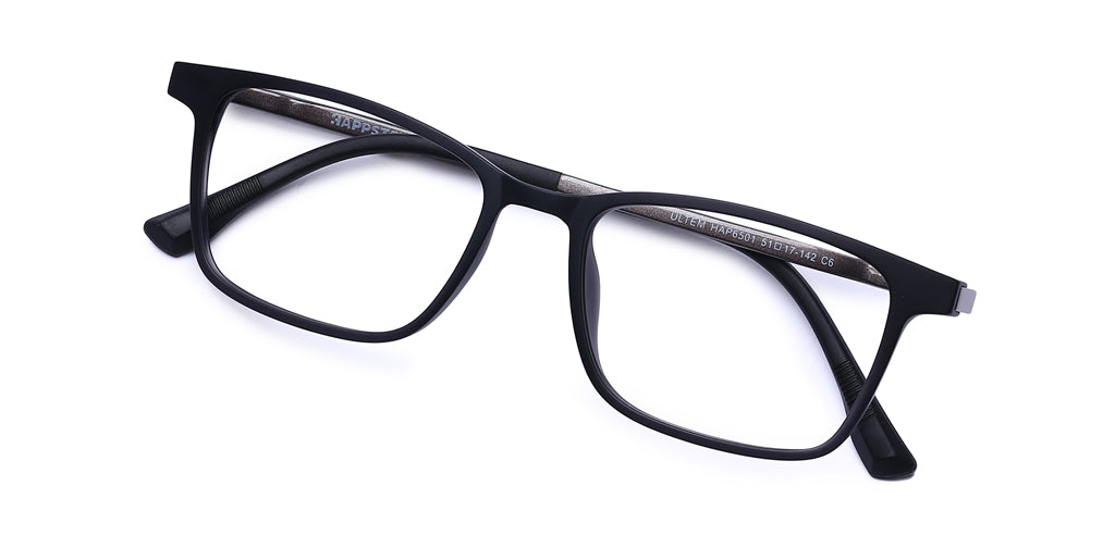 Happster Clipon Unisex Eyeglasses Full Frame Clipon Rectangle Medium 51 Ultem SM WX6501