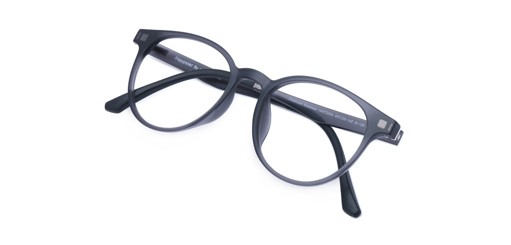 Happster Clipon Unisex Eyeglasses Full Frame Round Medium 49 TR90 SM SE2254 (5 in 1)