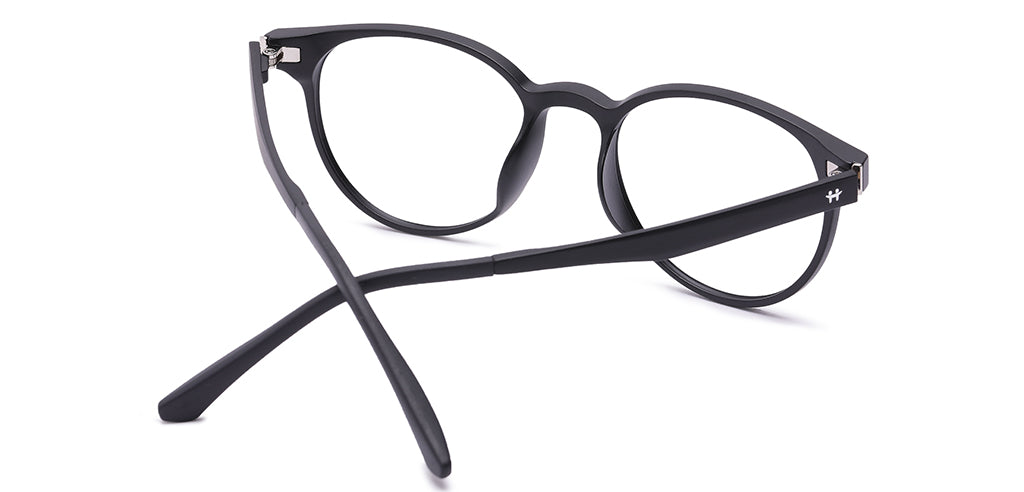 Happster Clipon Unisex Eyeglasses Full Frame Round Medium 49 TR90 SM SE2254 (5 in 1)