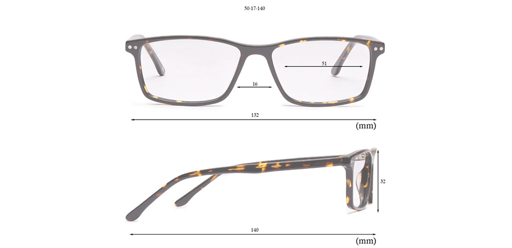 Happster Clipon Unisex Eyeglasses Full Frame Rectangle Medium 51 Acetate SM ANI2320