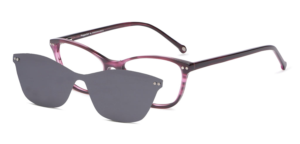 Happster Clipon Women Eyeglasses Full Frame Cateye Medium 50 Acetate SM ANI2319