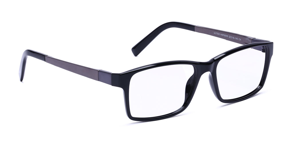 Happster Clipon Unisex Eyeglasses Full Frame Rectangle Medium 52 Ultem SM WX6509