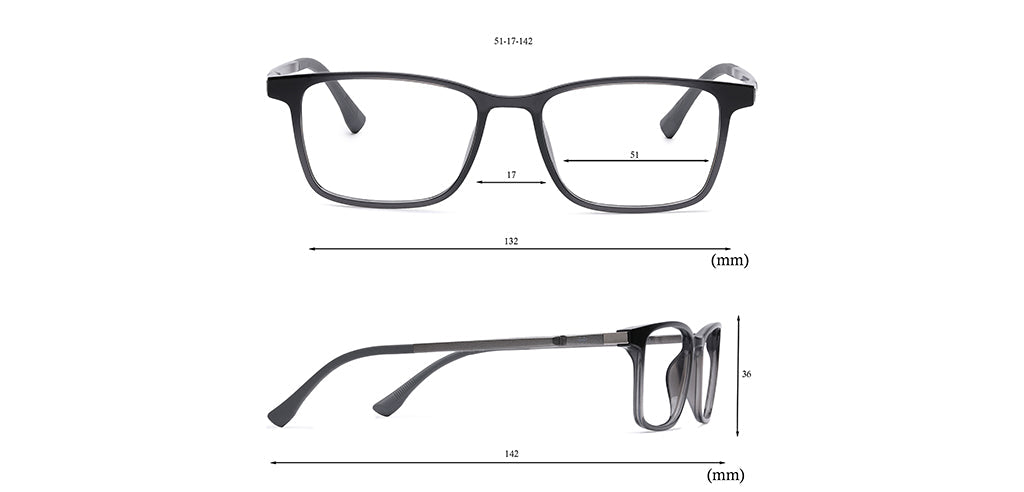 Happster Clipon Unisex Eyeglasses Full Frame Clipon Rectangle Medium 51 Ultem SM WX6501