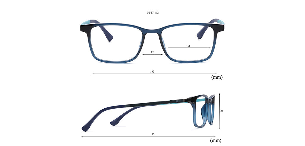 Happster Clipon Unisex Eyeglasses Full Frame Clipon Rectangle Medium 51 Ultem SM WX6501