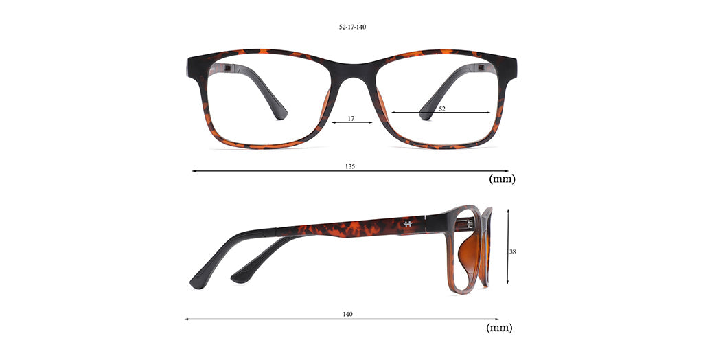 Happster Clipon Unisex Eyeglasses Full_Frame Square Large 52 Ultem SM AMQTJ003