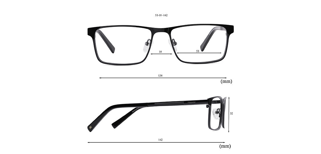 Happster Clipon Unisex Eyeglasses Full Frame Rectangle Large 53 TR90 SM XJ5108