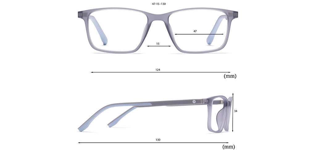 Peepstar Clipon Kids Eyeglasses Full Frame Rectangle 5-8 years 47 TR90 SM SE6507