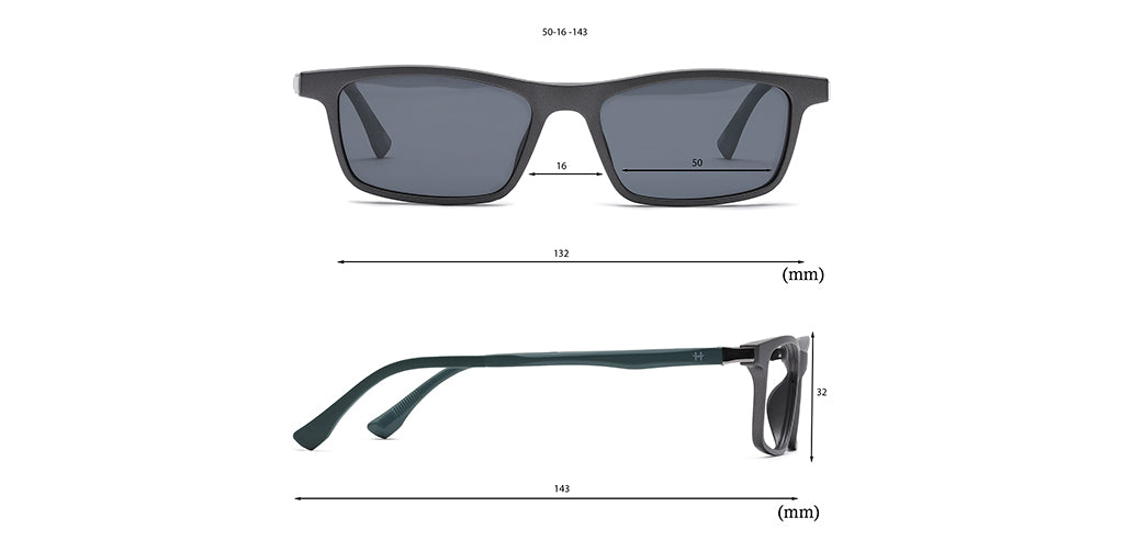 Happster Clipon Unisex Eyeglasses Full Frame Rectangle Medium 50 Ultem SM WX6507
