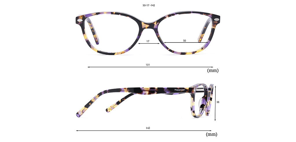 Happster Clipon Women Eyeglasses Full Frame Cateye Medium 50 Acetate SM SW2327
