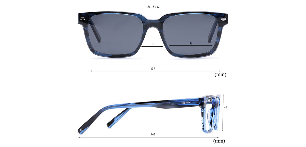 Happster Clipon Unisex Eyeglasses Full Frame Rectangle Medium 51 Acetate SM SW2328