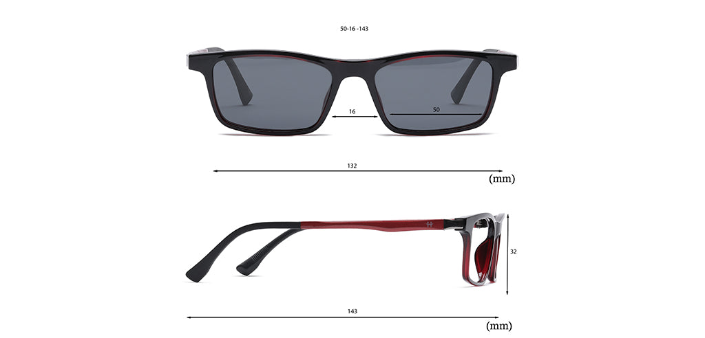 Happster Clipon Unisex Eyeglasses Full Frame Rectangle Medium 50 Ultem SM WX6507