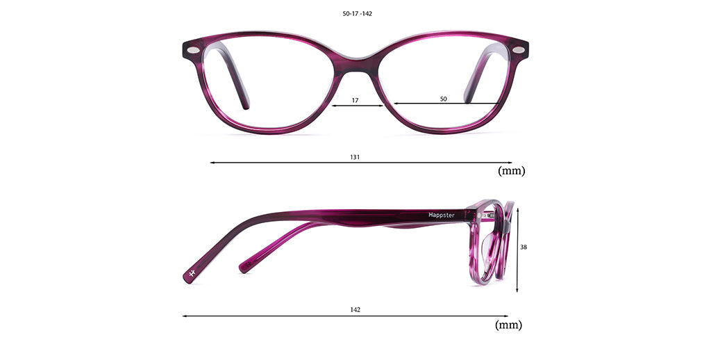 Happster Clipon Women Eyeglasses Full Frame Cateye Medium 50 Acetate SM SW2327