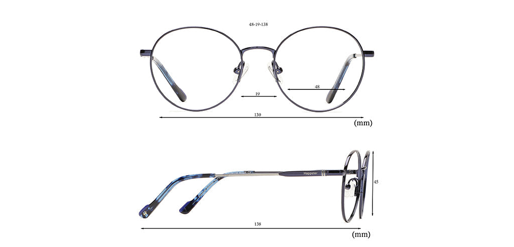 Happster Clipon Unisex Eyeglasses Full_Frame Round Small 48 Metal SM XJ5104