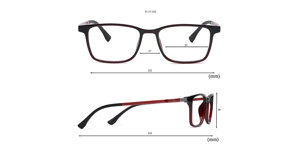 Happster Clipon Unisex Eyeglasses Full Frame Clipon Rectangle Medium 51 Ultem SM WX6501