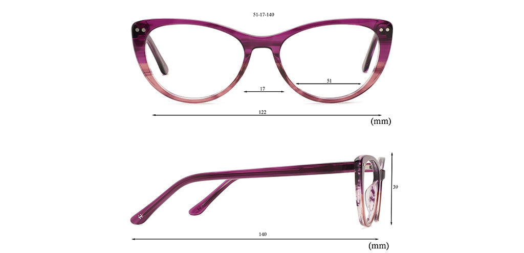 Happster Clipon Women Eyeglasses Full Frame Cateye Medium 51 Acetate SM SW2325