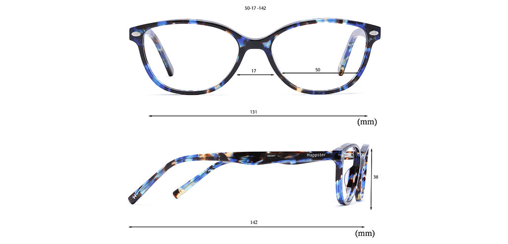 Happster Clipon Women Eyeglasses Full Frame Cateye Medium 50 Acetate SM SW2327
