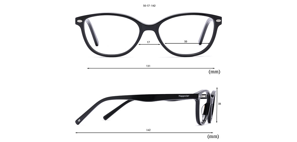 Happster Clipon Women Eyeglasses Full Frame Cateye Medium 50 Acetate SM SW2327