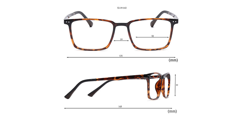 Happster Clipon Unisex Eyeglasses Full Frame Clipon Square Large 52 Ultem SM SE6502