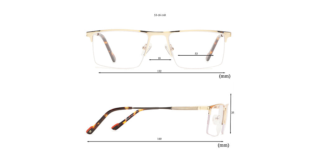 Happster Clipon Unisex Eyeglasses Half_Frame Square Large 53 Metal SM XJ5101