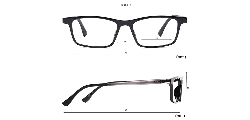 Happster Clipon Unisex Eyeglasses Full Frame Rectangle Medium 50 Ultem SM WX6507
