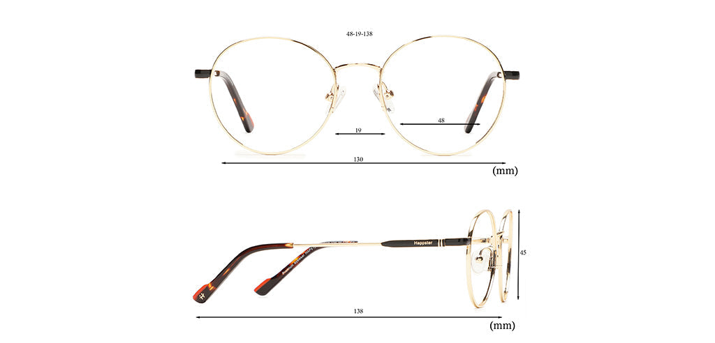 Happster Clipon Unisex Eyeglasses Full_Frame Round Small 48 Metal SM XJ5104