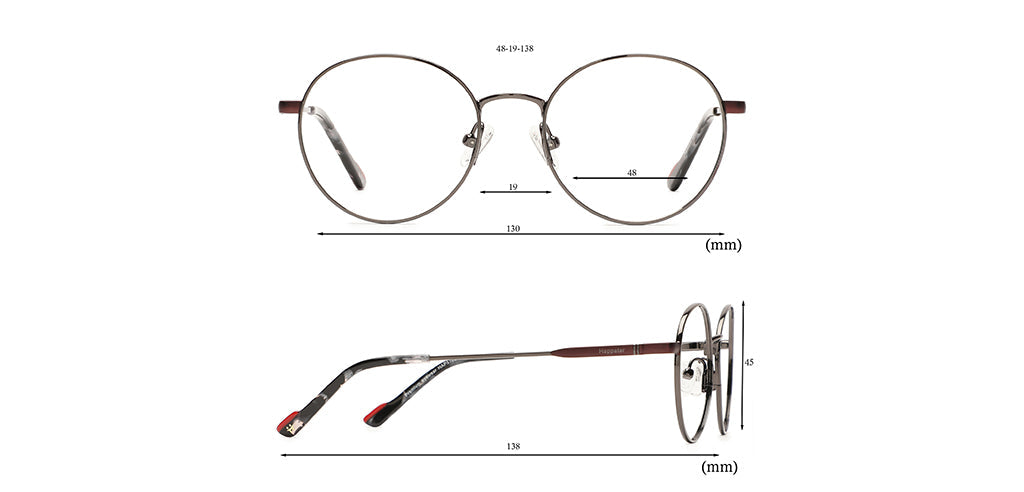 Happster Clipon Unisex Eyeglasses Full_Frame Round Small 48 Metal SM XJ5104